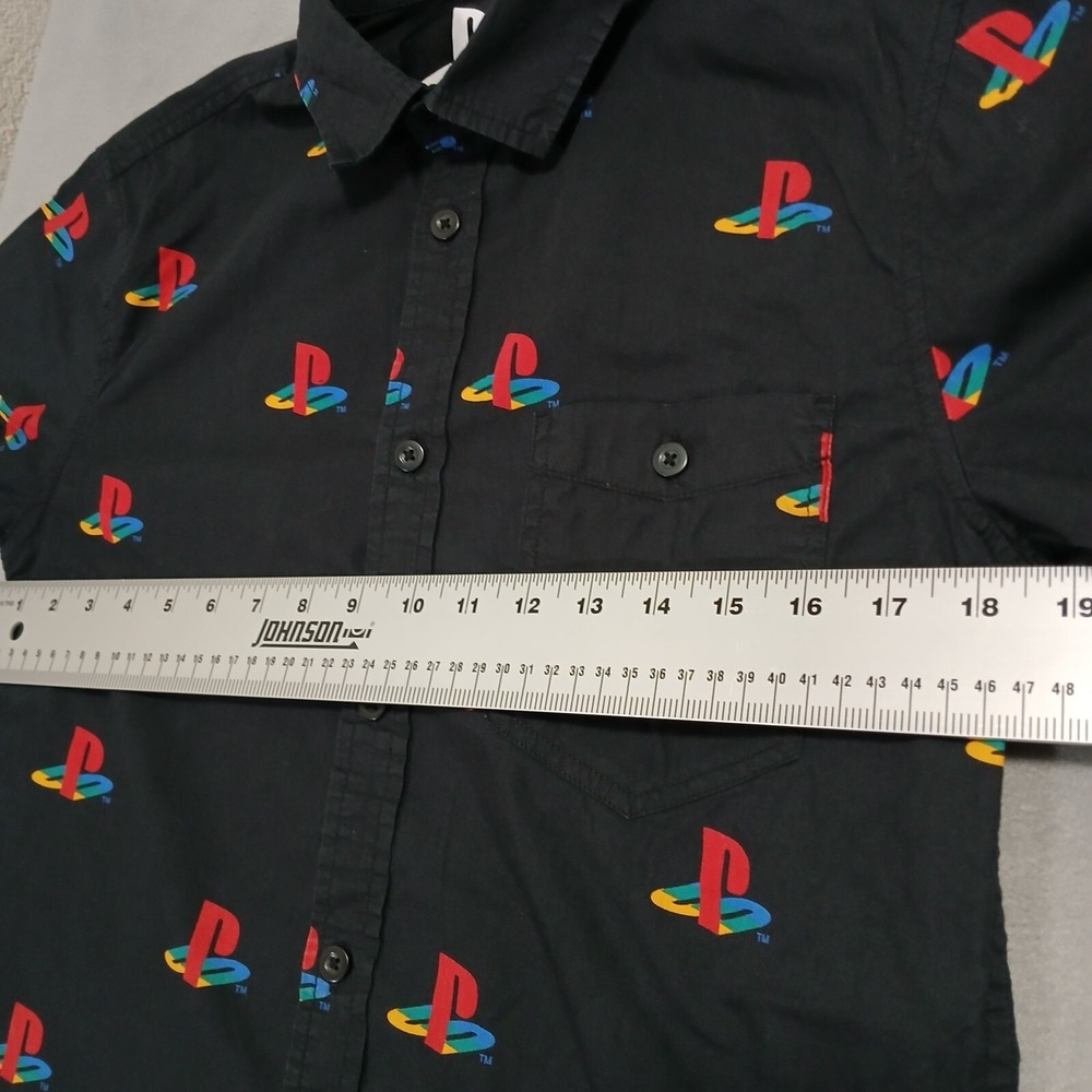 Playstation Boy Shirt Size S(19)Black Red Button All Over Print Video Game Retro - Picture 3 of 7